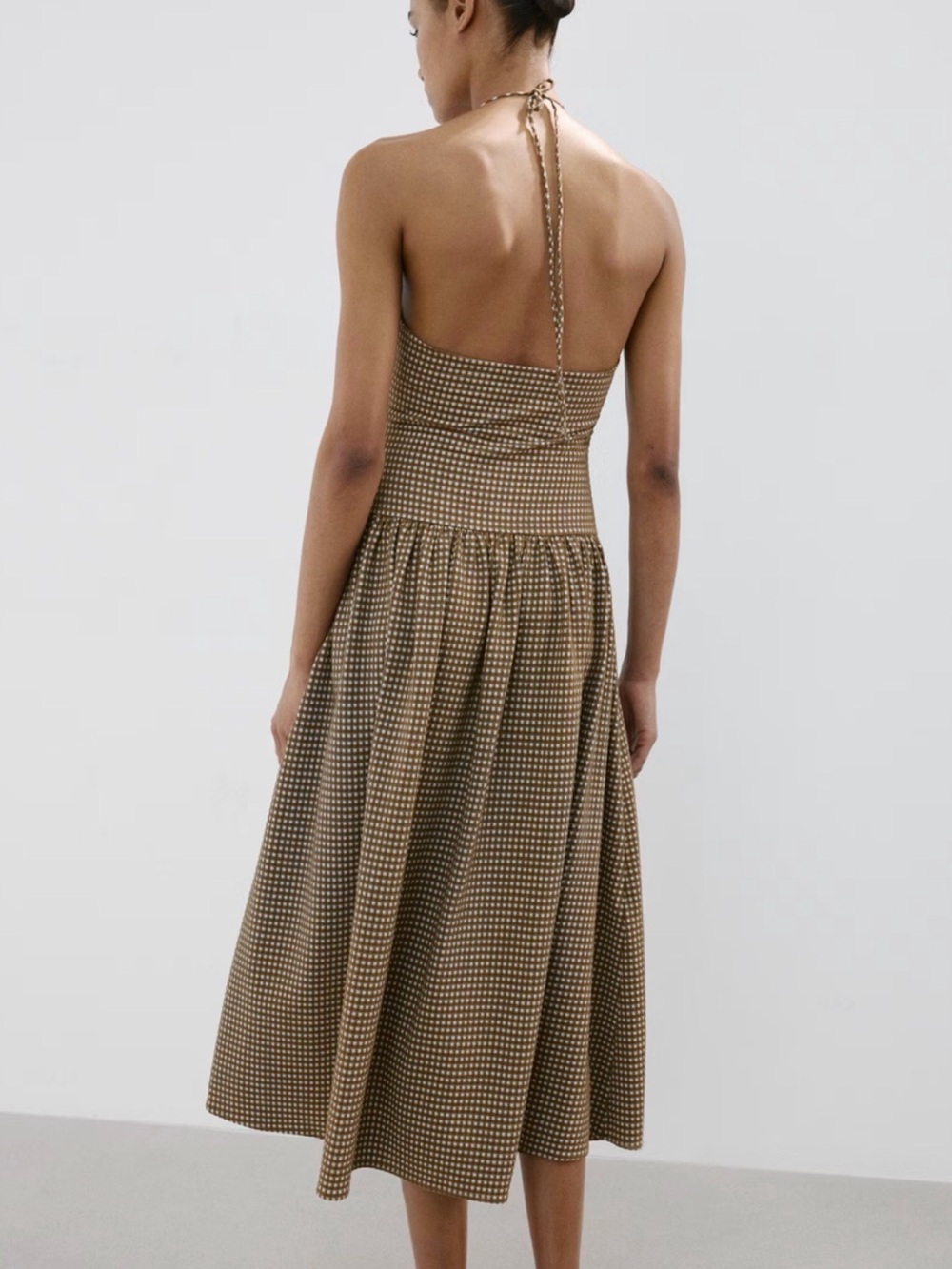 Mango CHECKERED MIDI DRESS WITH RUCHED DETAIL - Picture 3 of 6